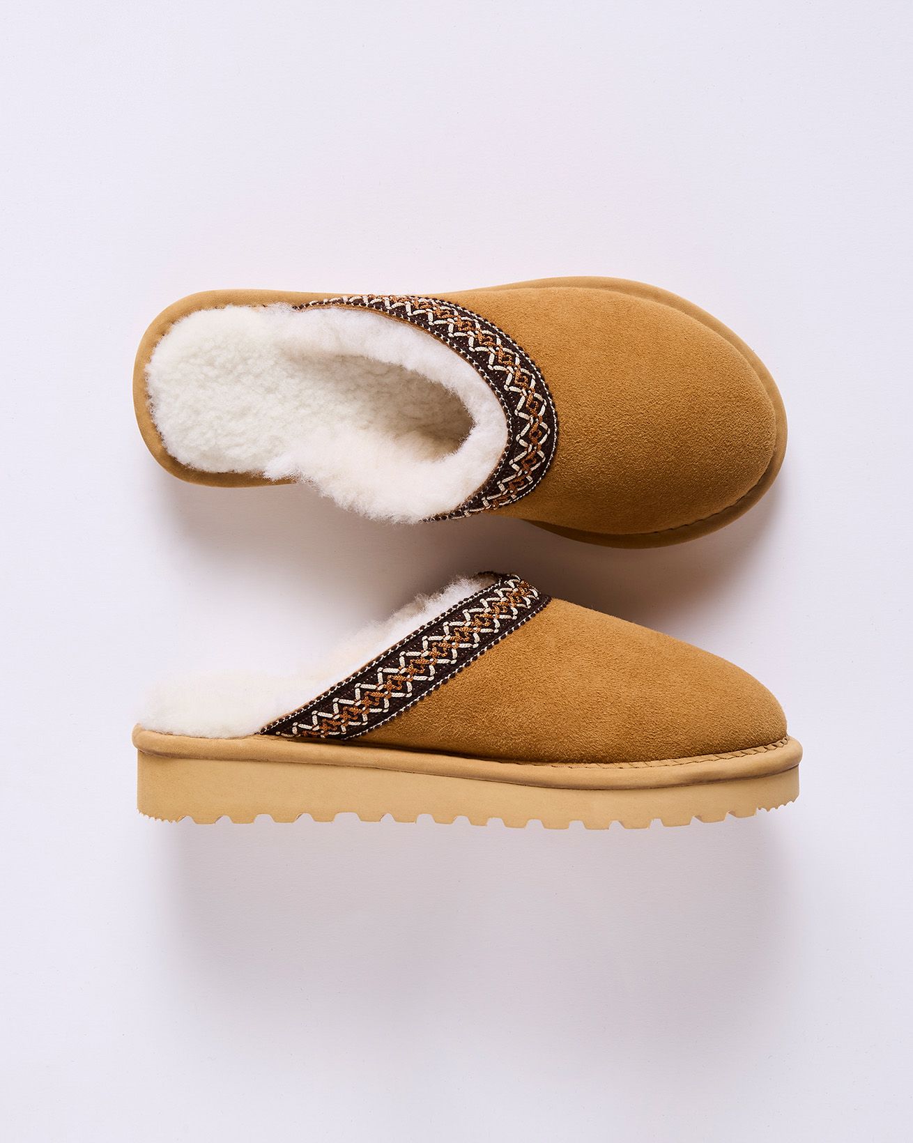 Braid Trim Shearling Clog