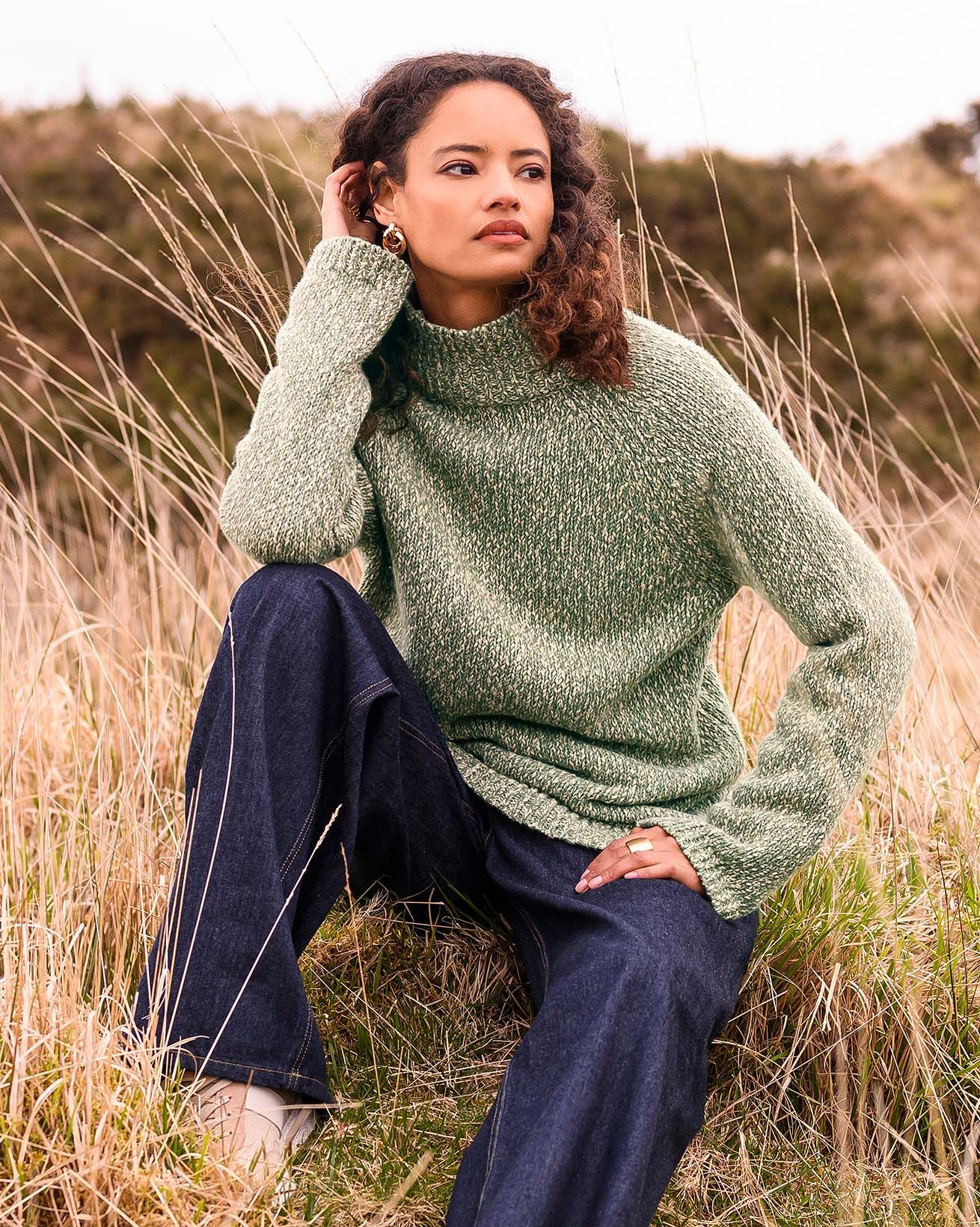 Merino Blend Slouch Funnel Neck Jumper