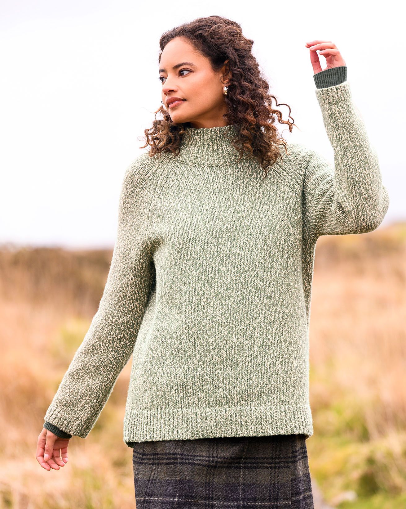 Merino Blend Slouch Funnel Neck Sweater