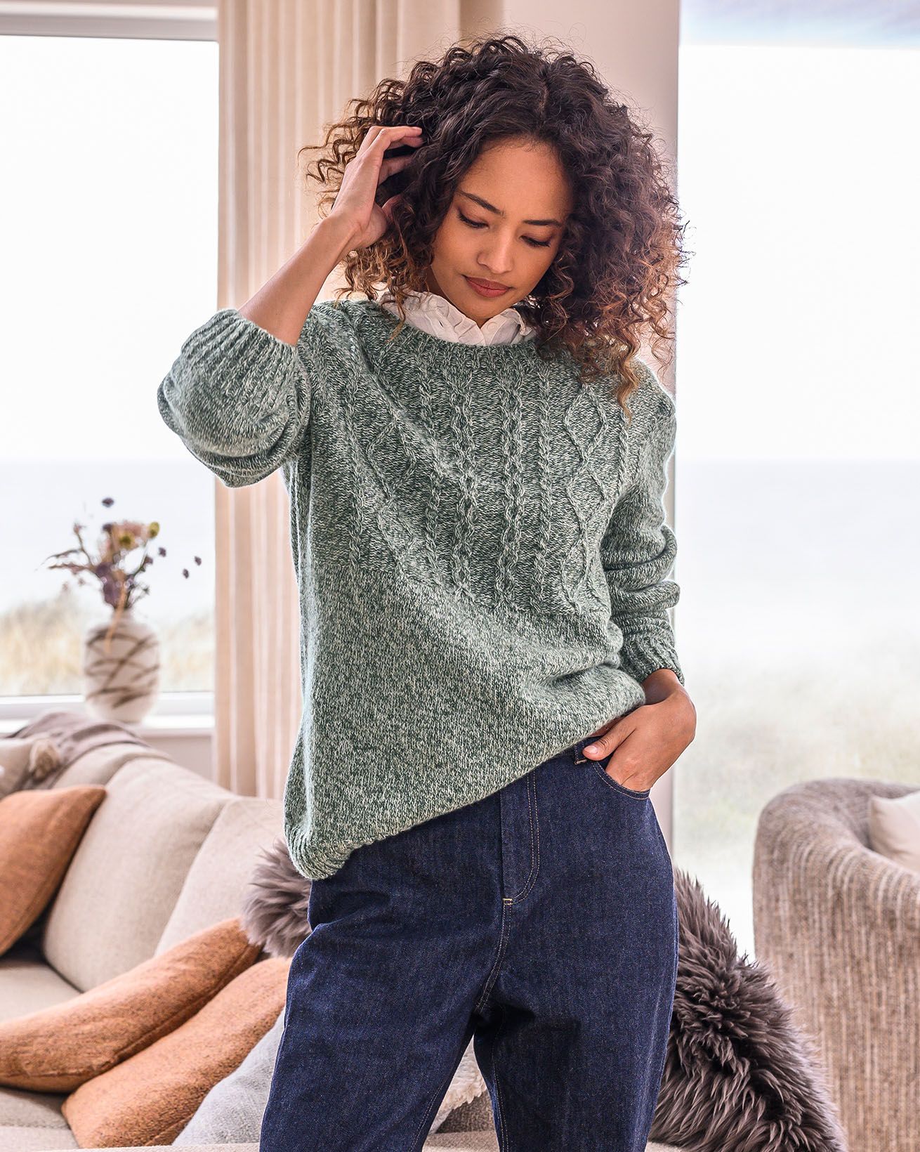 Supersofter Zopfmusterpullover mit Rundhalsausschnitt