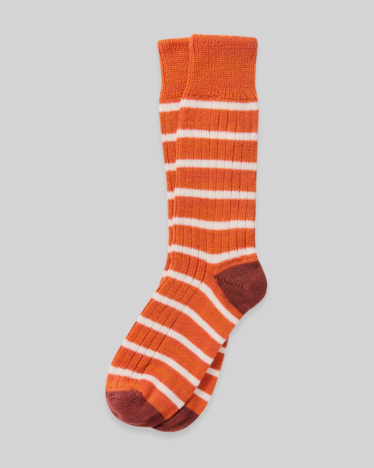 Gestreifte Damensocken aus Merinowolle und Baumwolle