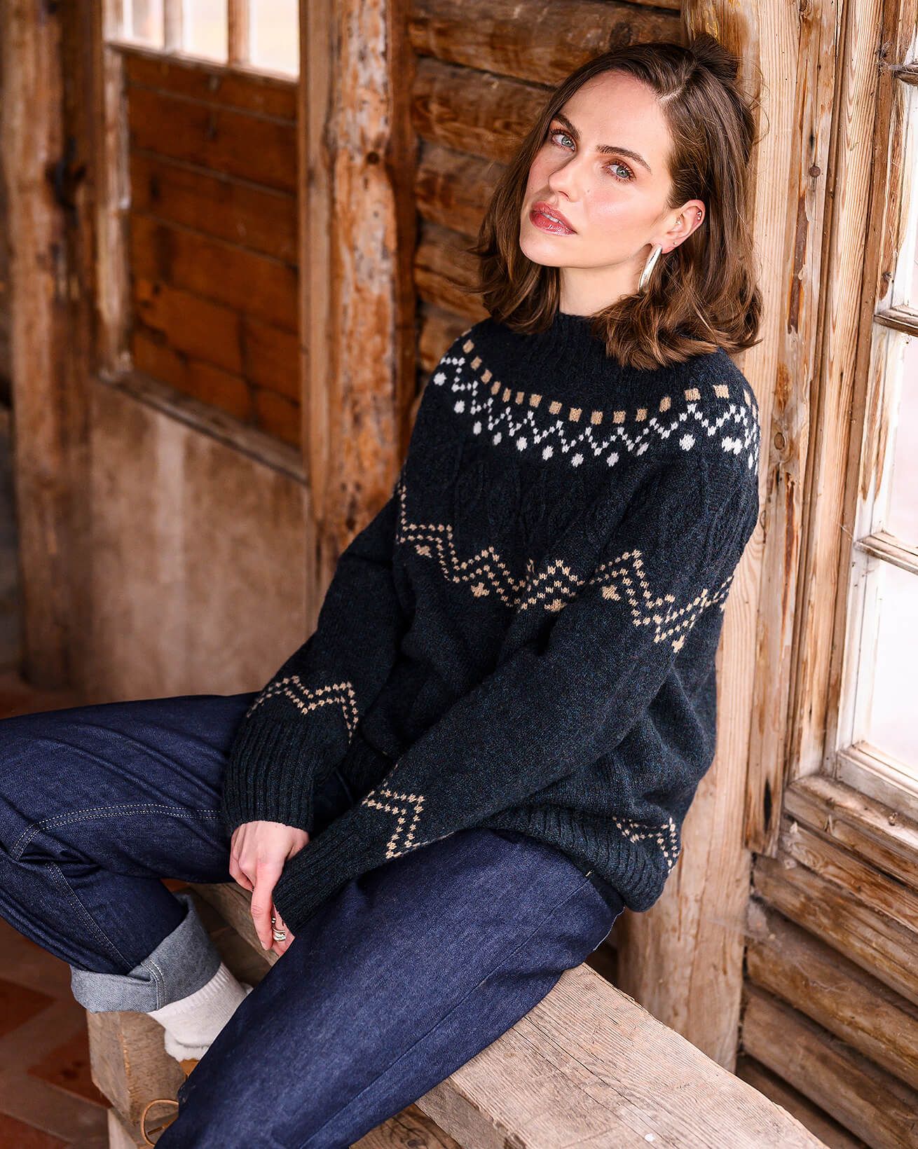 Textured Stitch Fair Isle Yoke Jumper