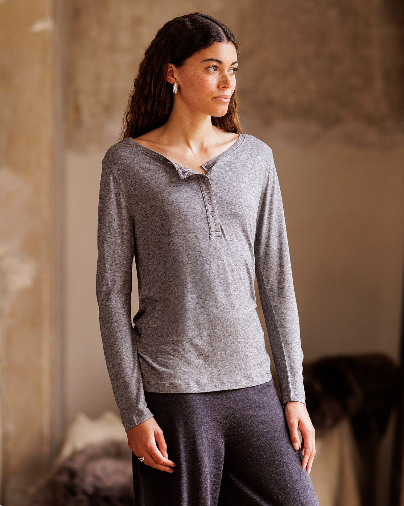 Long Sleeve Henley Top