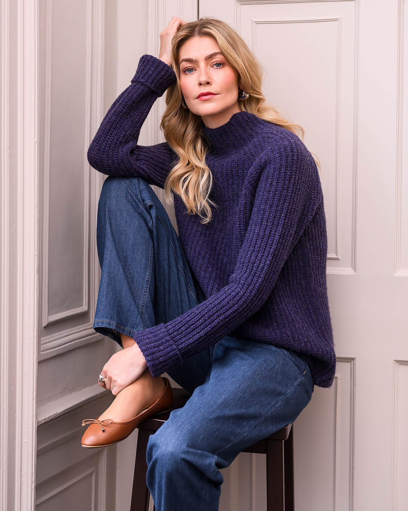 Fisherman's Rib Funnel Neck Jumper