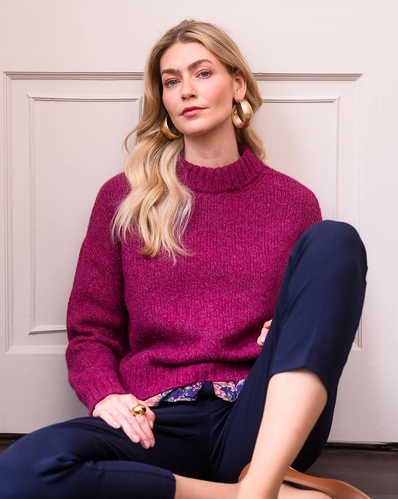 Alpaca / Silk Blend Crew Neck Sweater