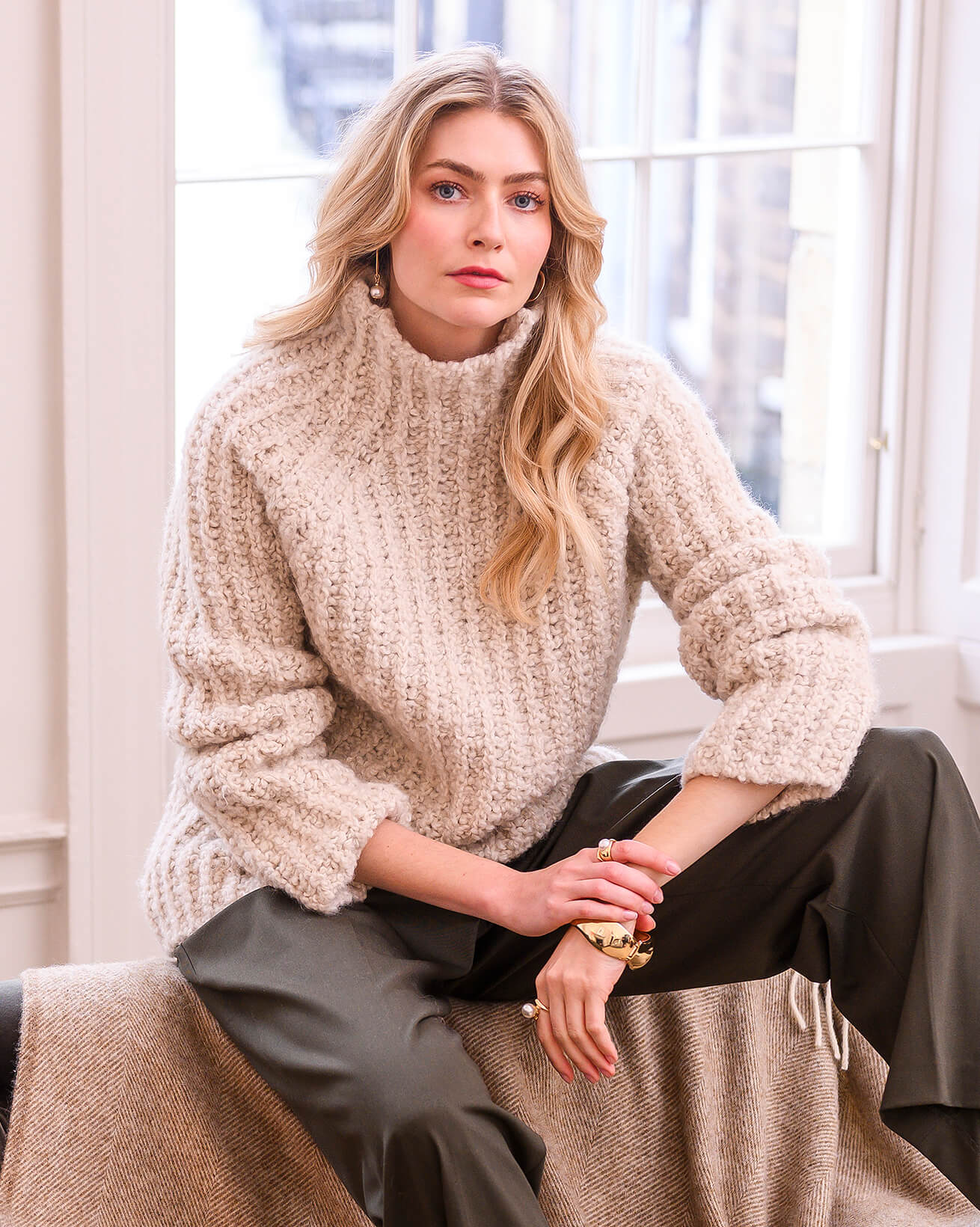 Boucle Funnel Neck Jumper