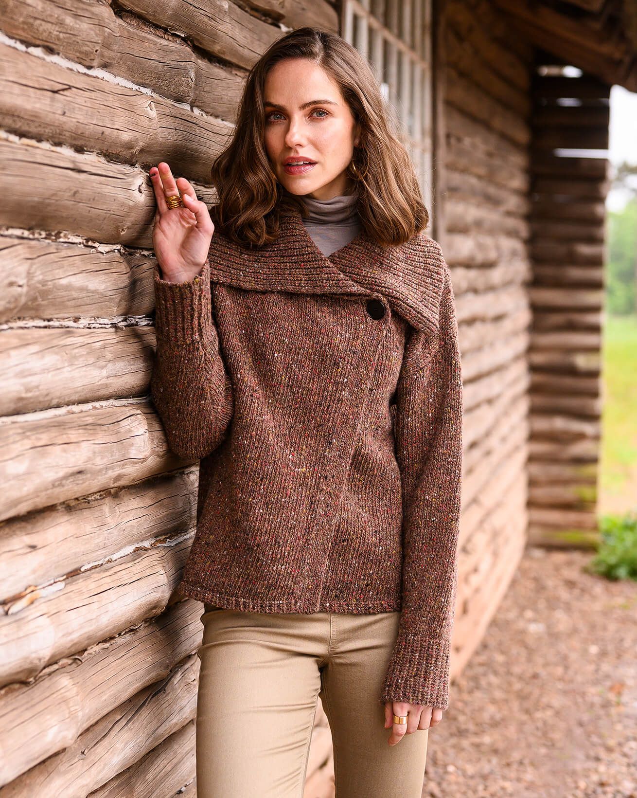 Cardigan boxy avec col drapé Donegal