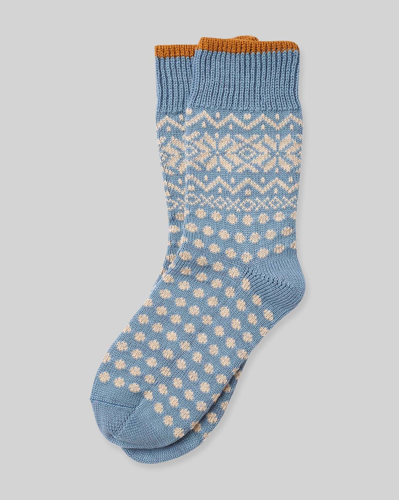 Dotted Fair Isle Merino Blend Socks