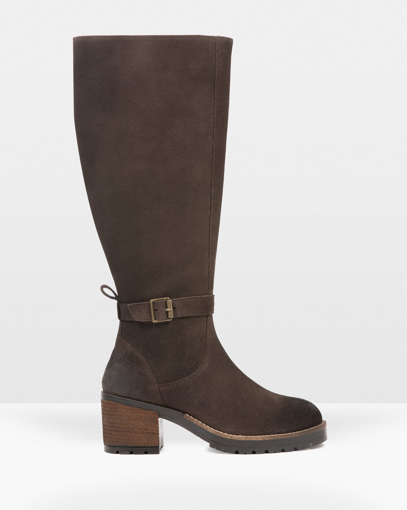 Knee High Strap Detail Block Heel Boots