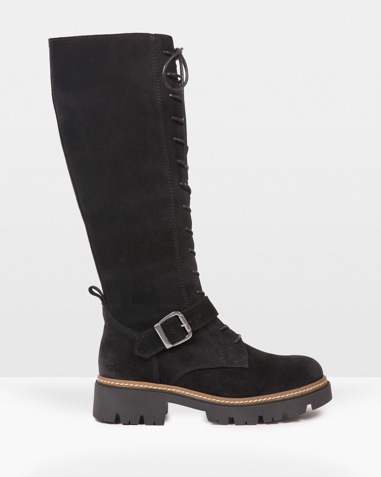 Knee High Strap Detail Lace Up Boots