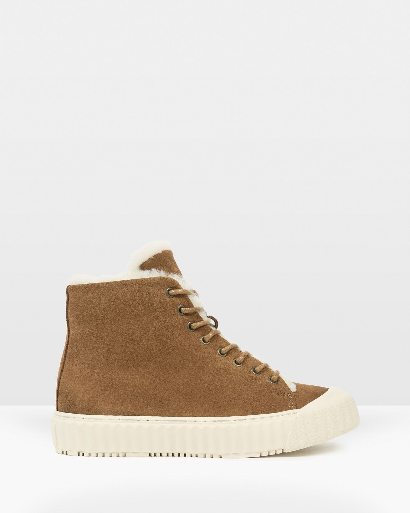 Shearling Ribbed Sole High Top Sneakers