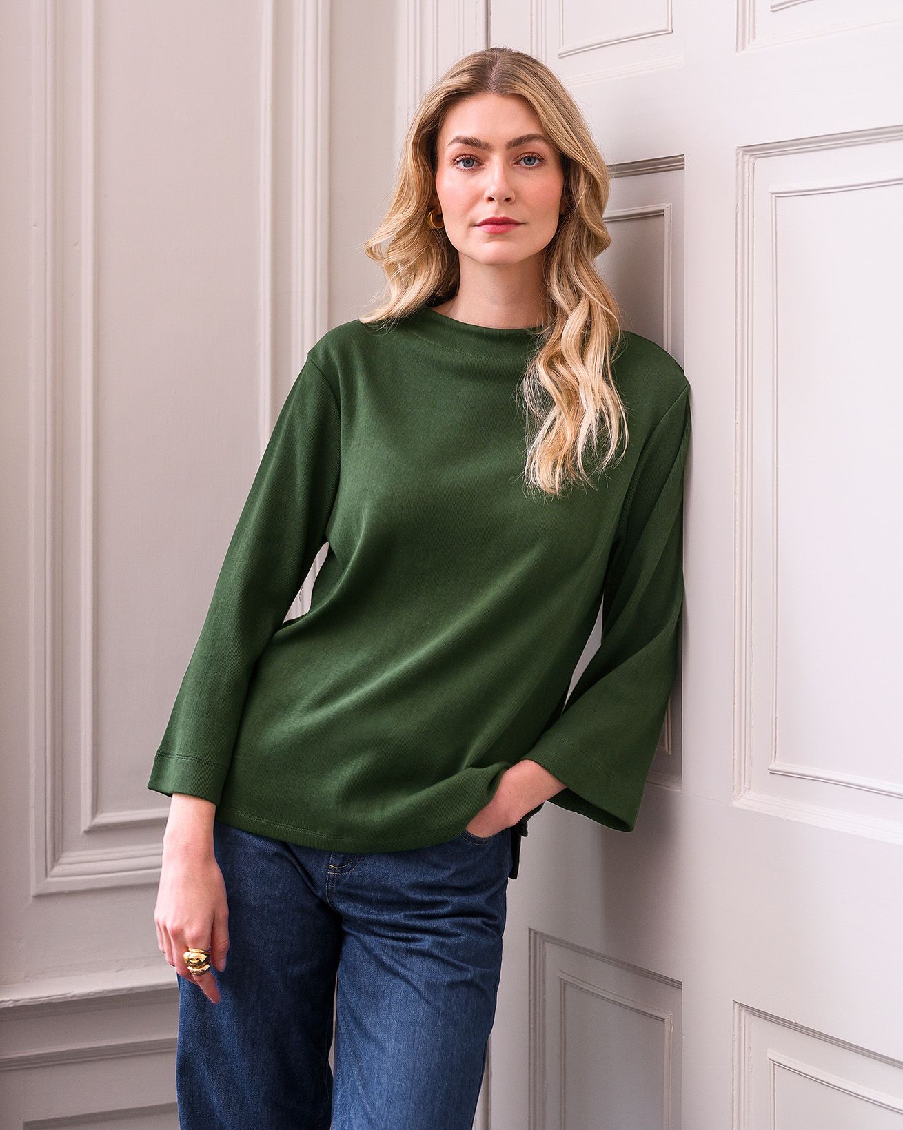 Funnel-Neck-Jersey-Top