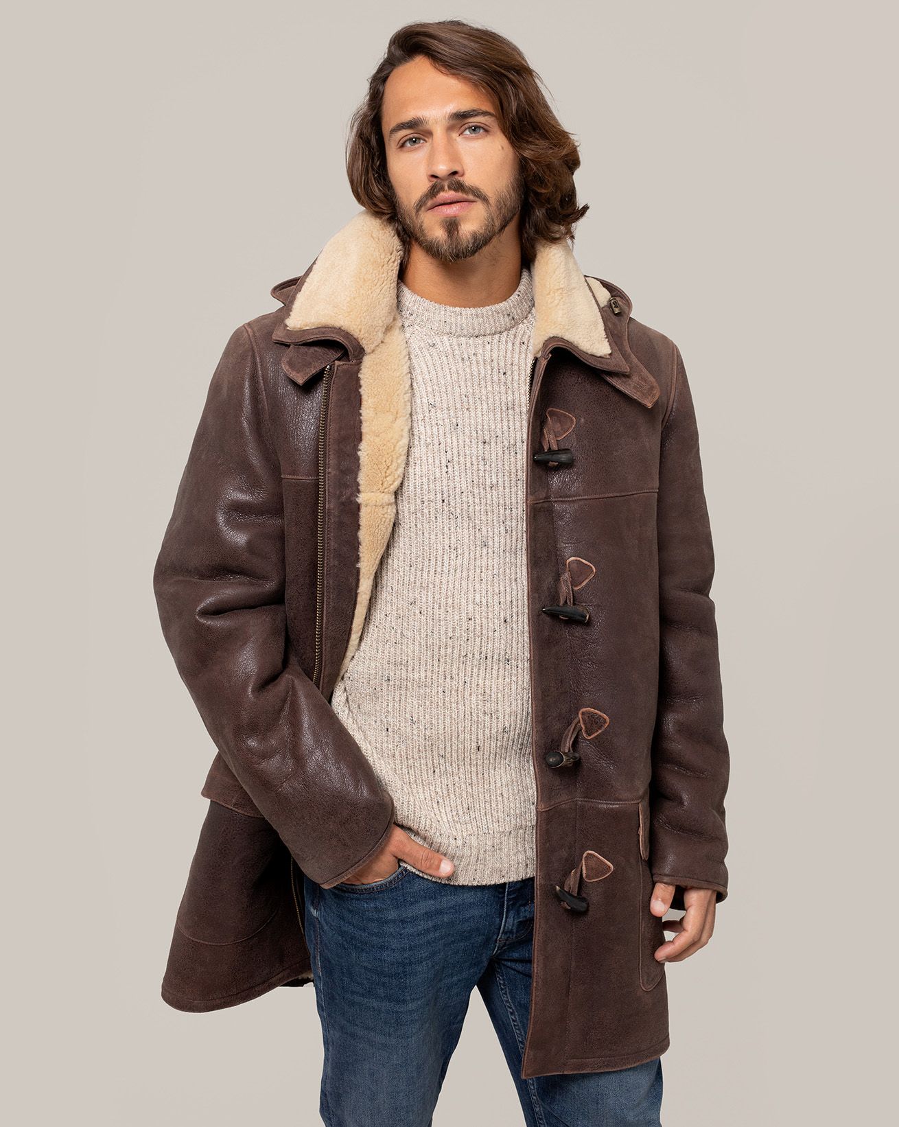 Men's Sheepskin Celtic Duffle Coat