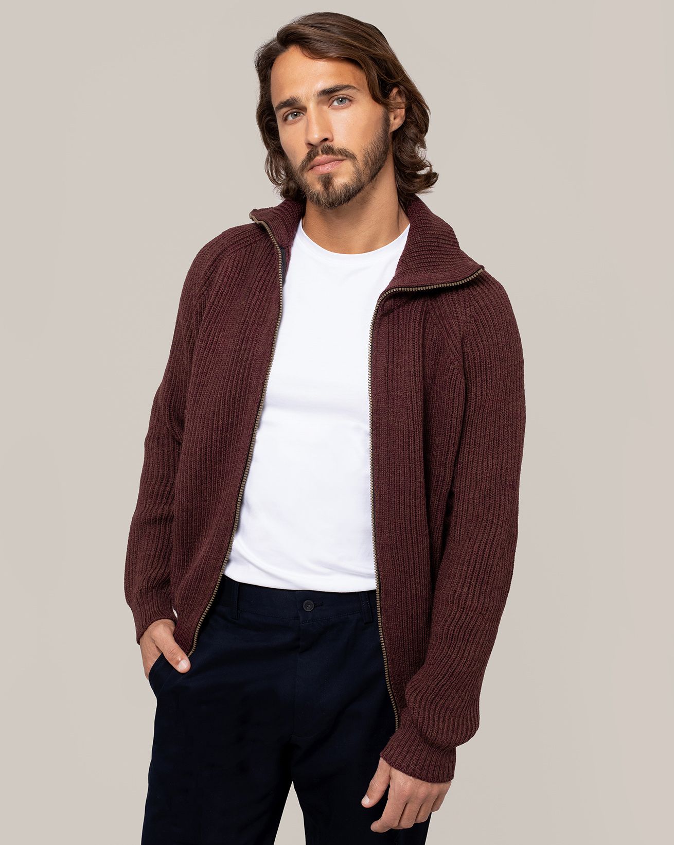 Men's Ribbed Zip Cardigan