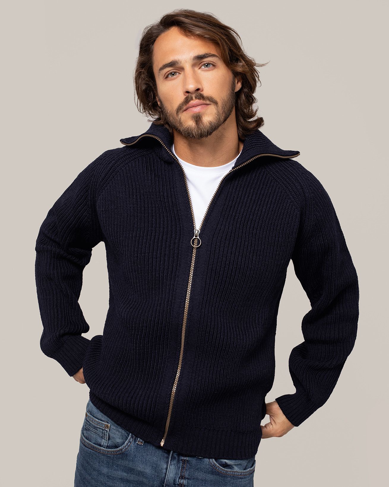 Men's Ribbed Zip Cardigan