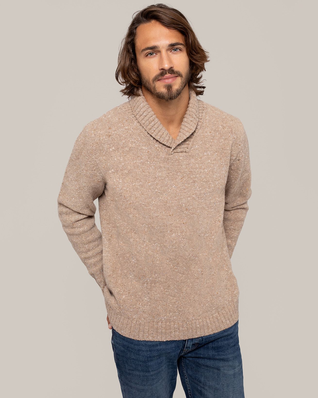 Men's Donegal Shawl Collar Sweater