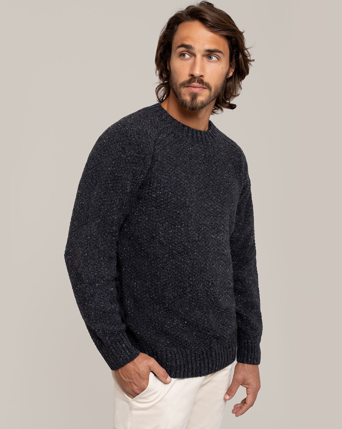 Men's Recycled Cashmere Blend Moss Stitch Jumper