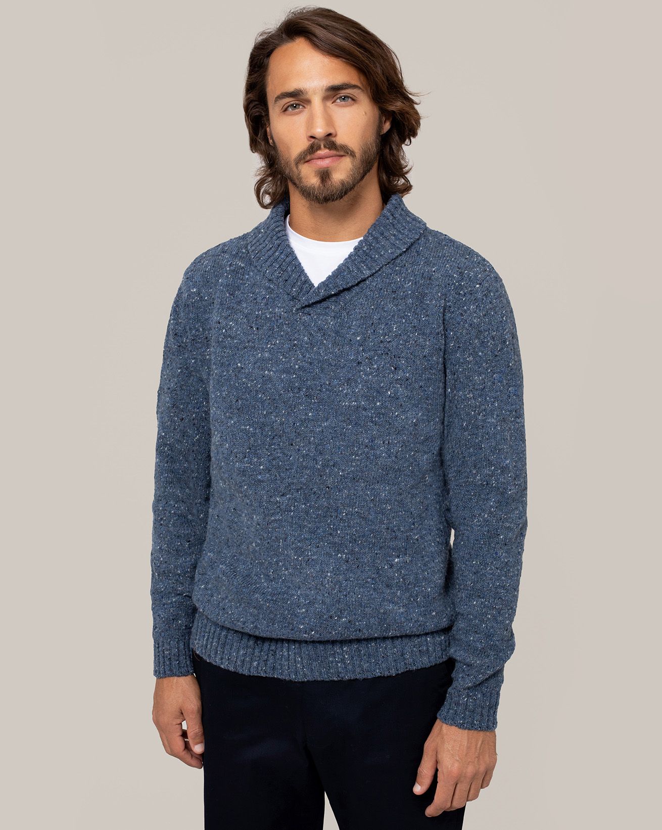 Men's Donegal Shawl Collar Jumper