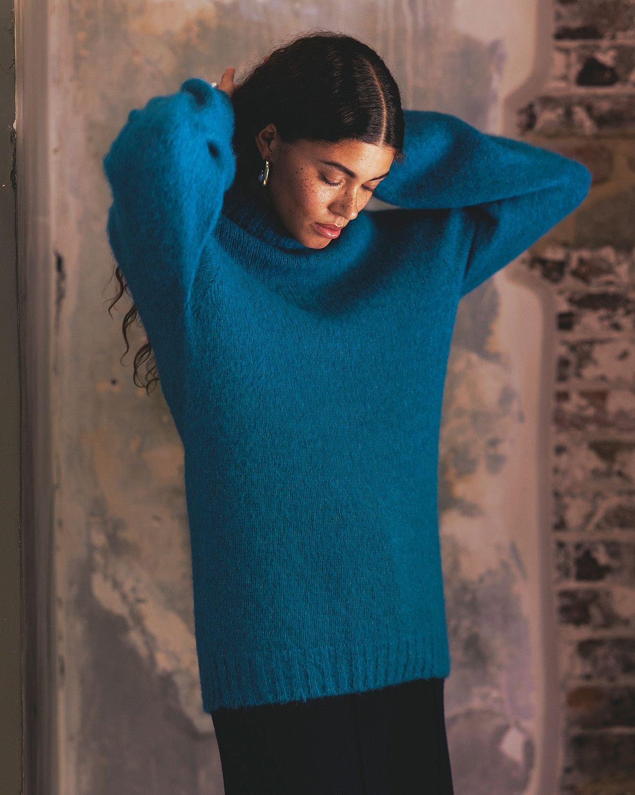 Alpaca Blend Slouch Roll Neck Jumper