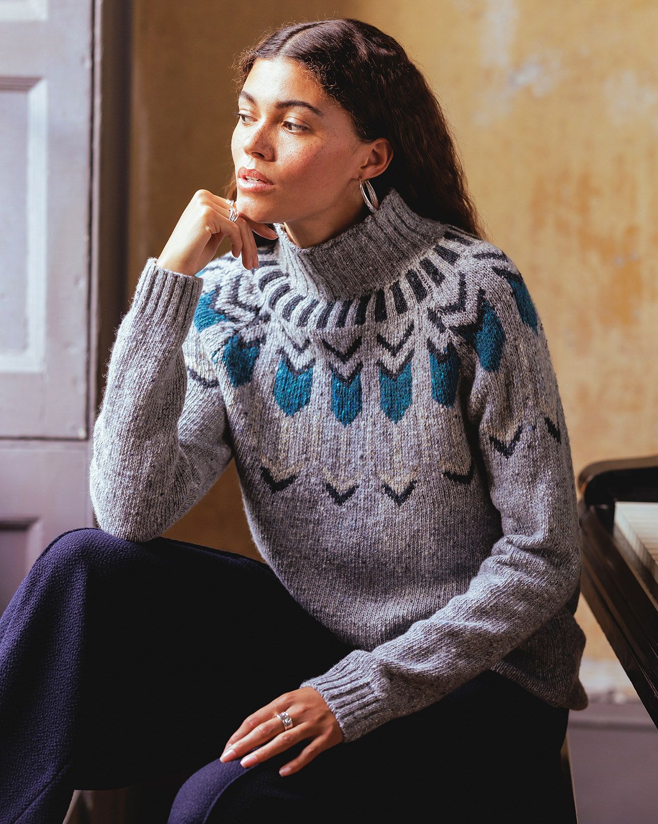 Pullover mit Trichterkragen und Fair-Isle-Muster