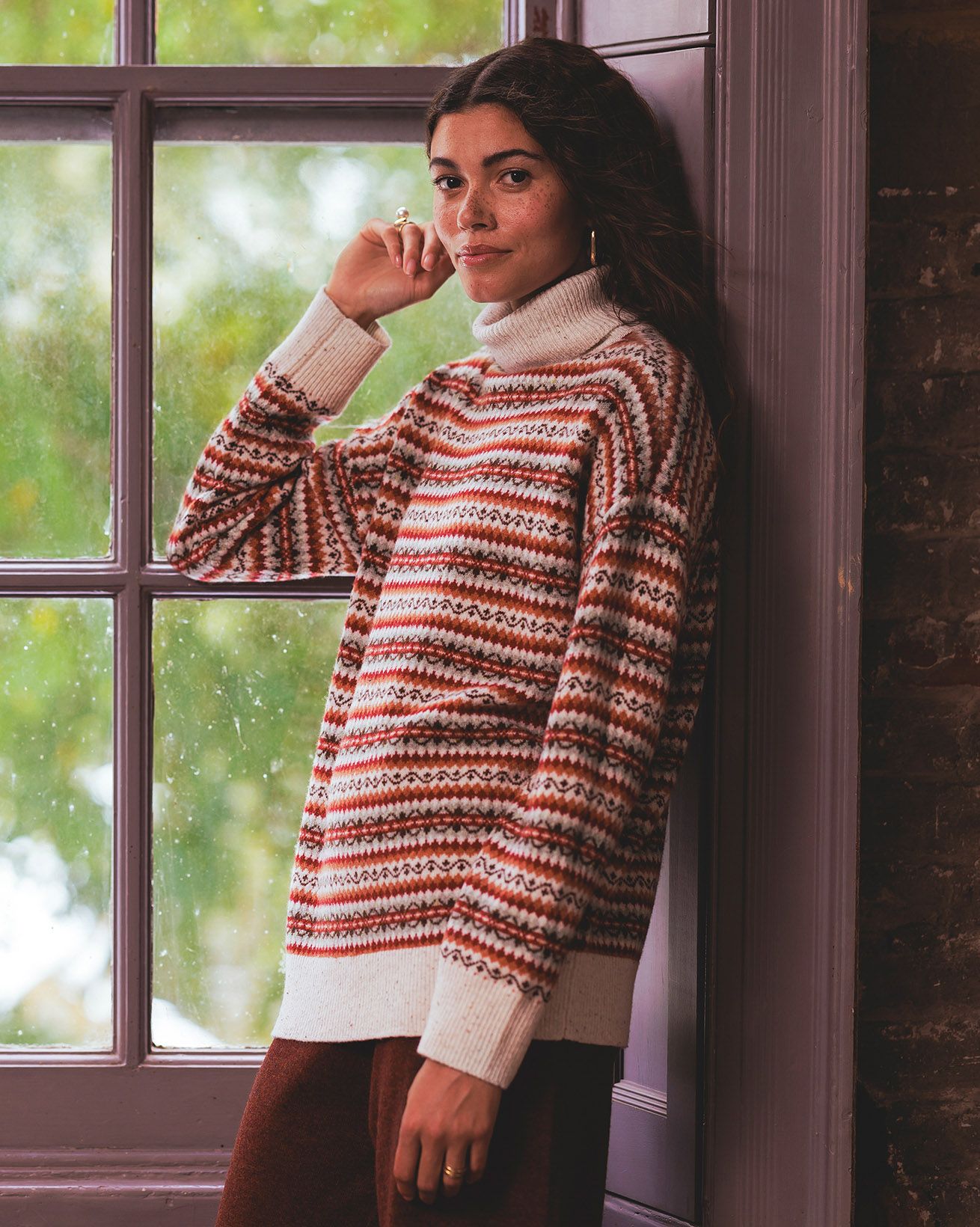 Pull à col roulé motifs Fair Isle