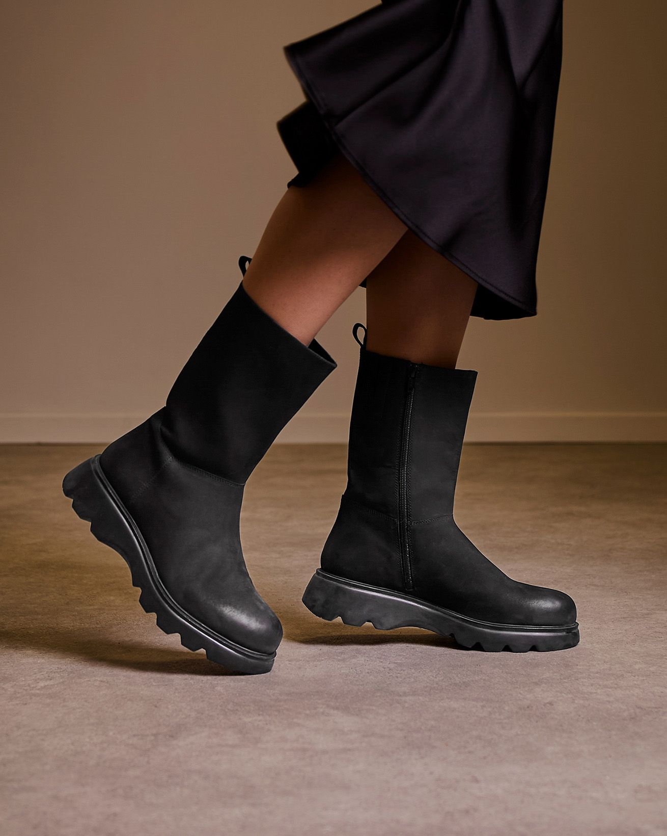 Calf Length Chunky Boots