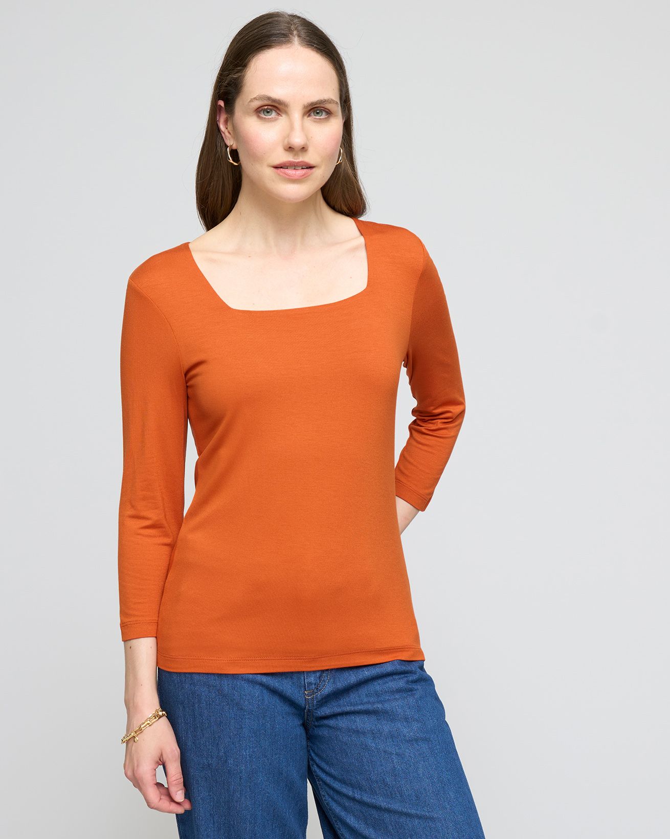 Square Neck 1/2 Sleeve T Shirt