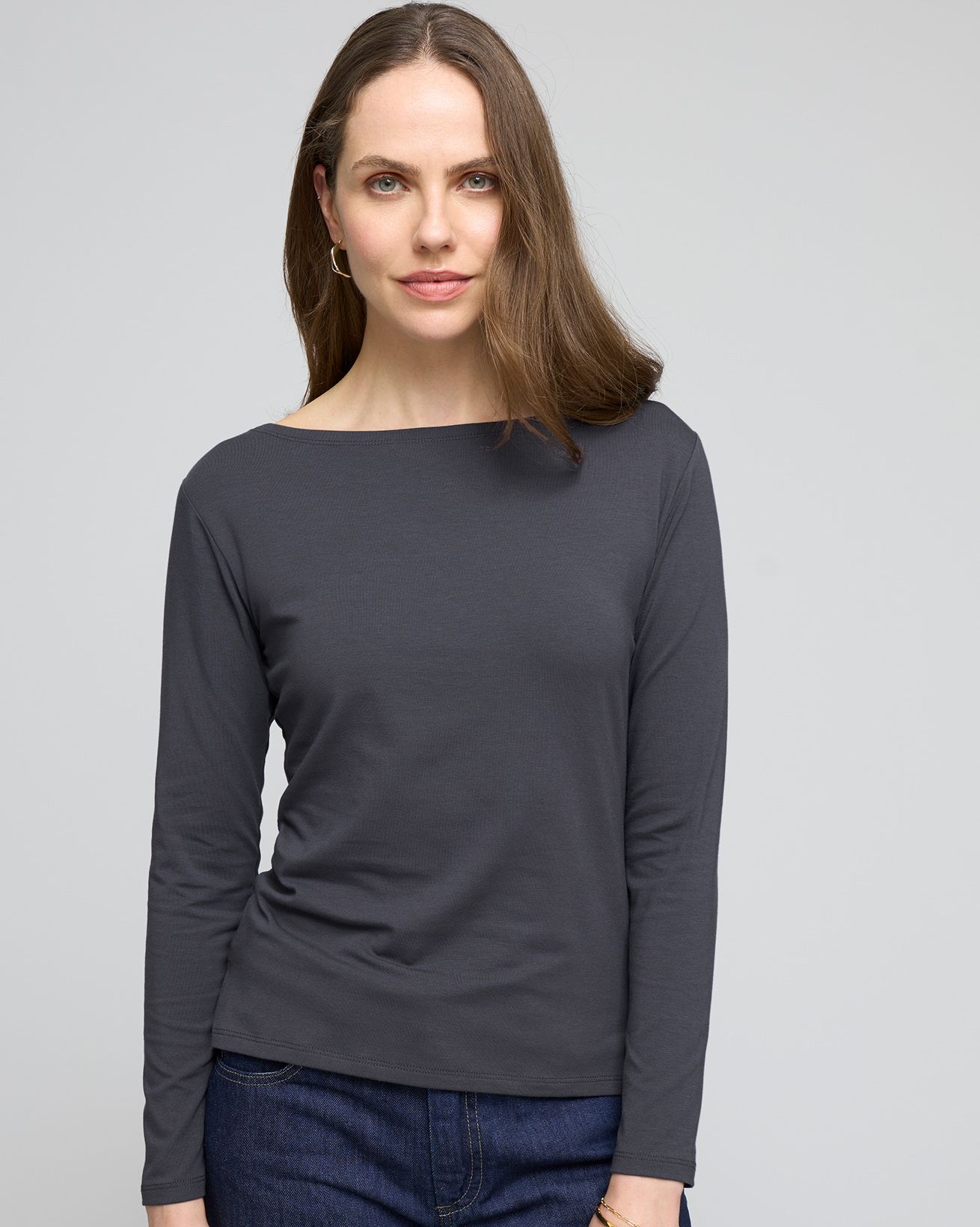 Slash Neck Long Sleeve T Shirt