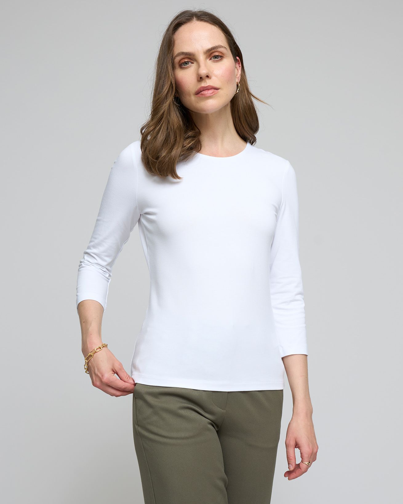 Semi Scoop 3/4 Sleeve T Shirt