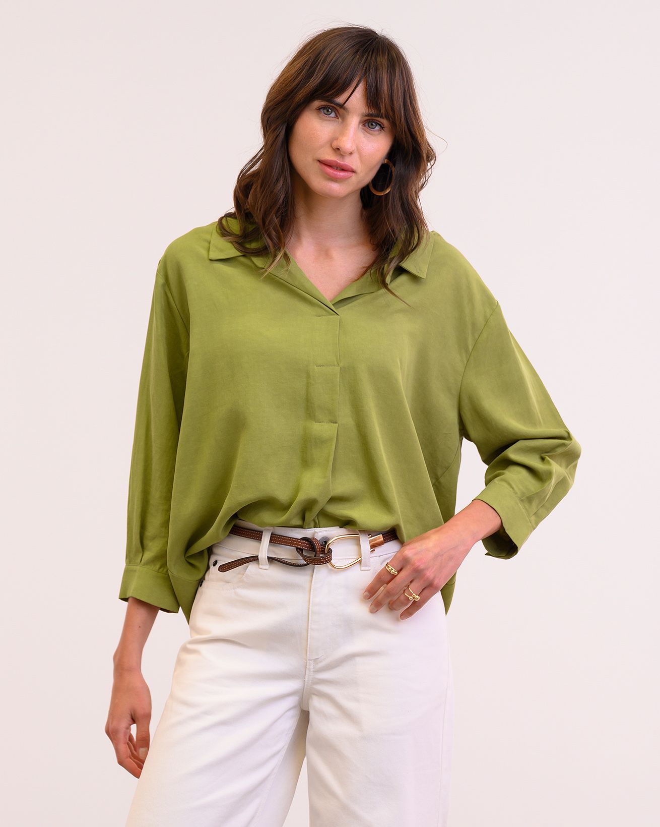 Linen Blend Relaxed Blouse