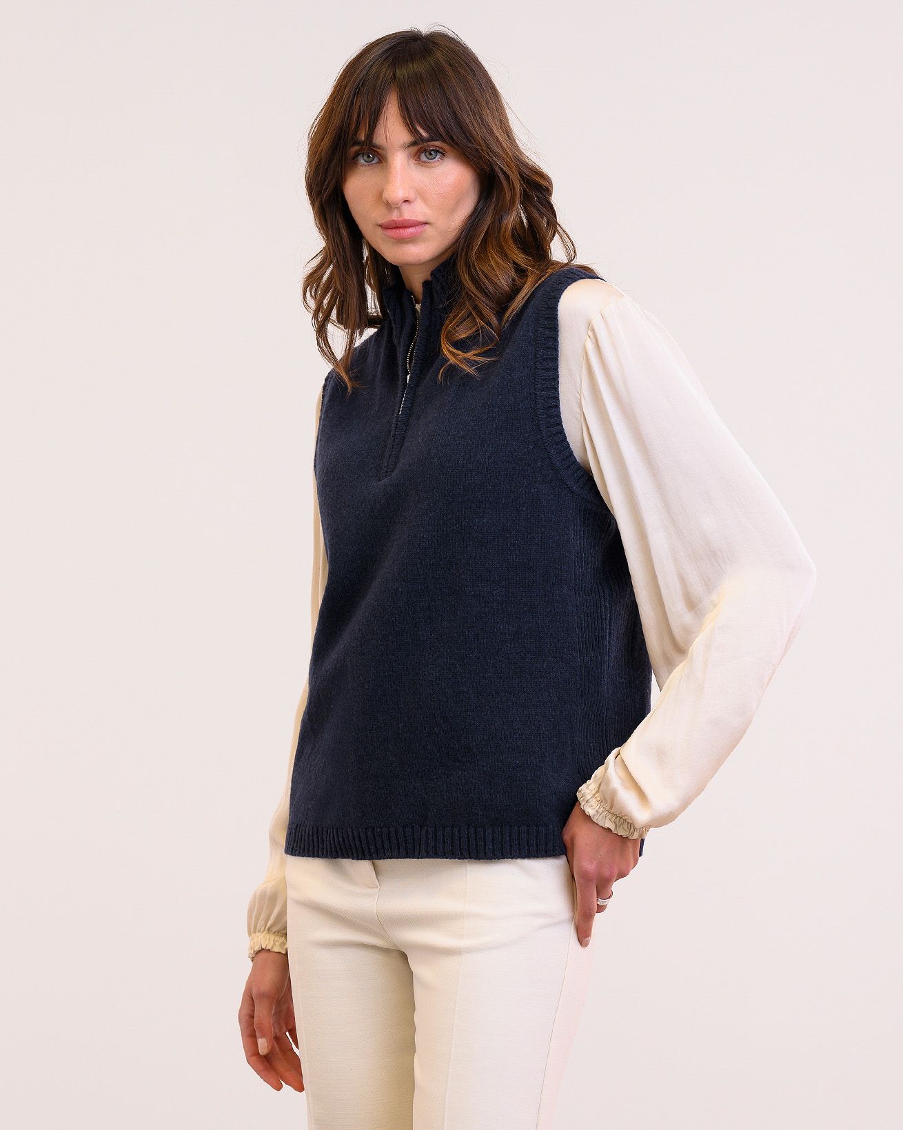 Quarter Zip Sleeveless Sweater