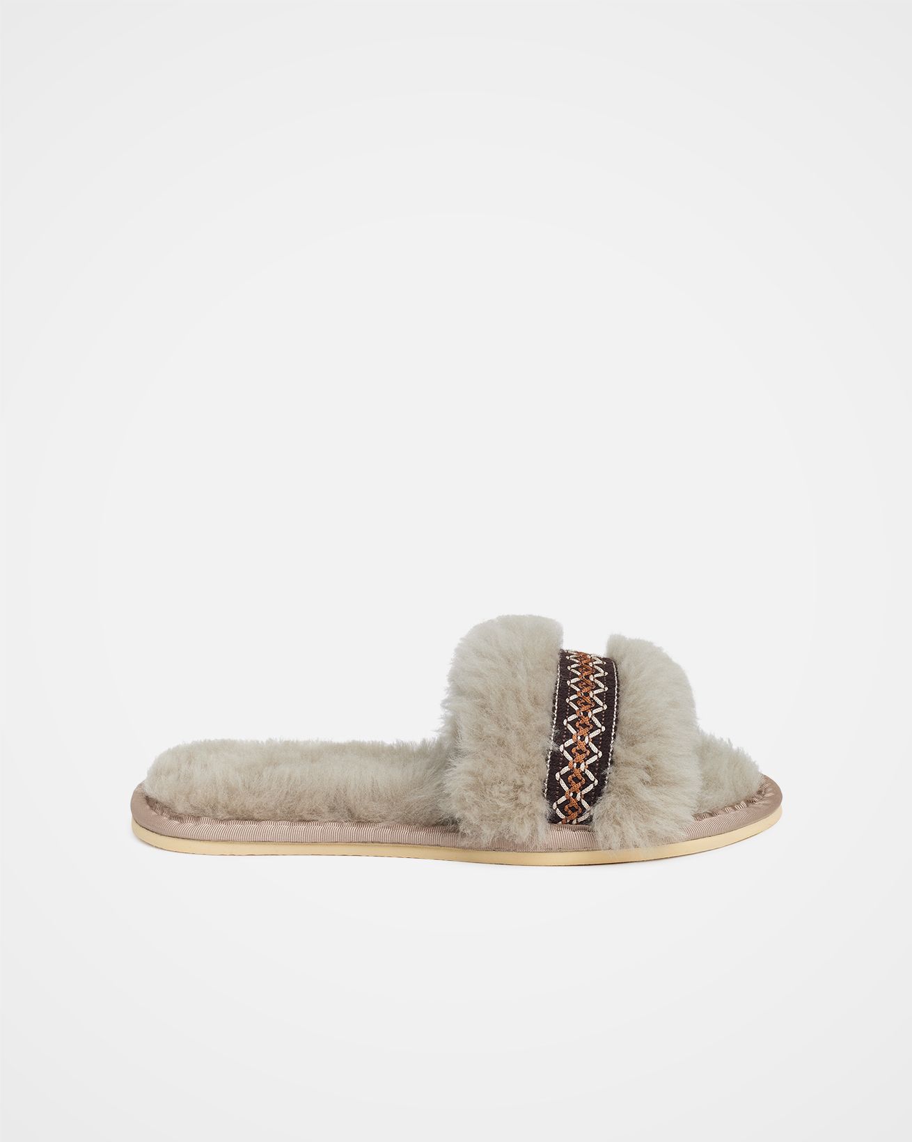 Braid Trim Shearling Slide