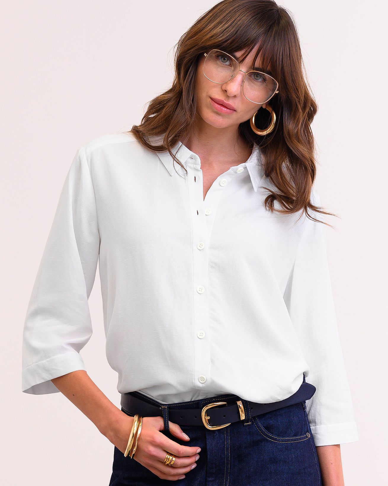 Linen Blend Pleat Back Shirt