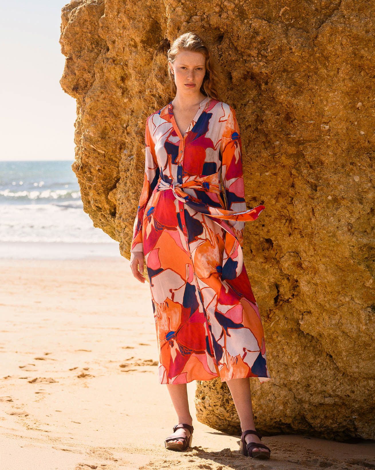 Robe midi nouée sur le devant en viscose