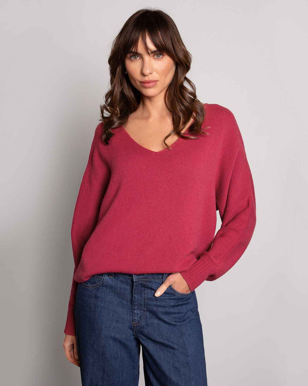 Alpaca Blend Slouch V Neck Jumper