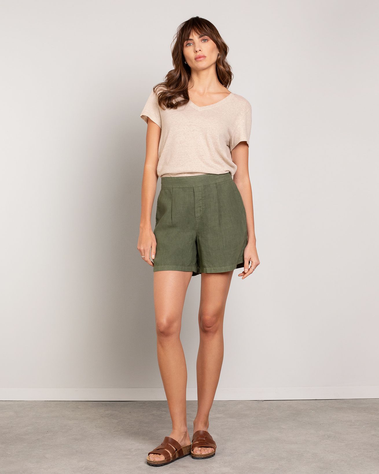 Pleat Front Shorts