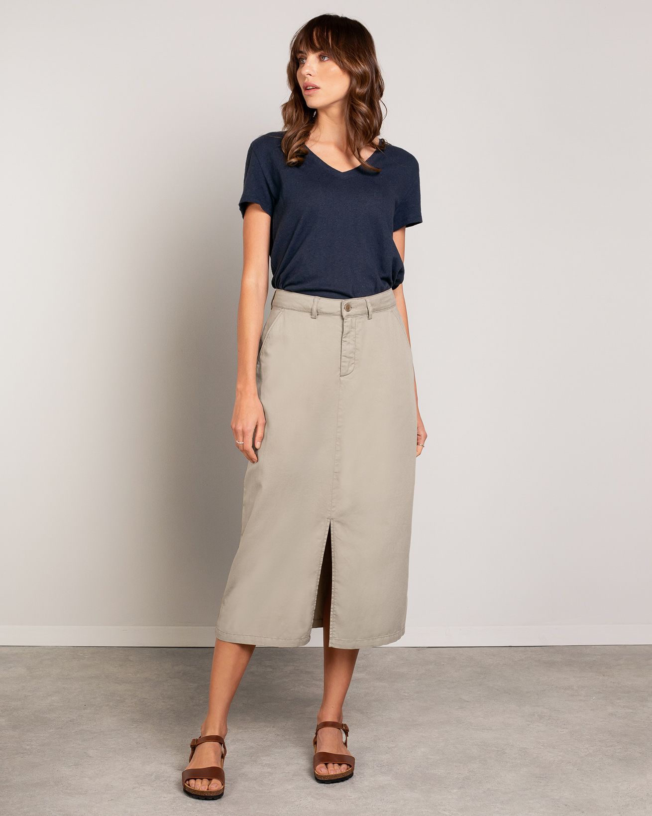 Twill Midi Skirt