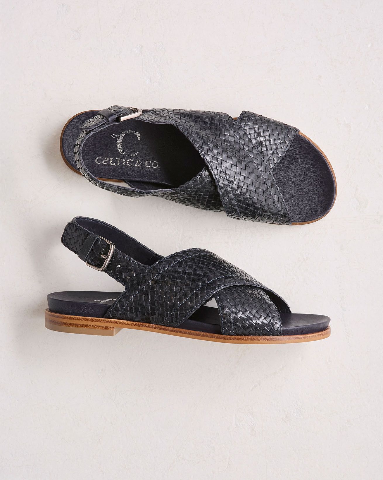 Leather Woven Crossover Sandal