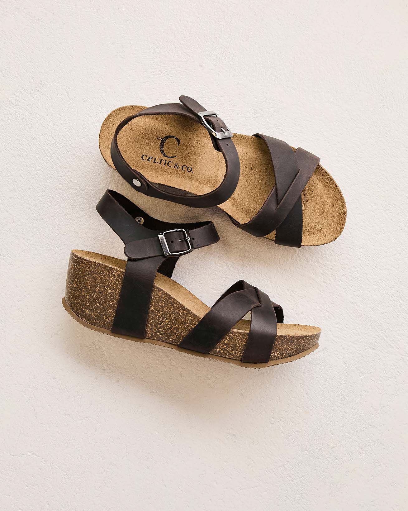 Crossover Wedge Sandals