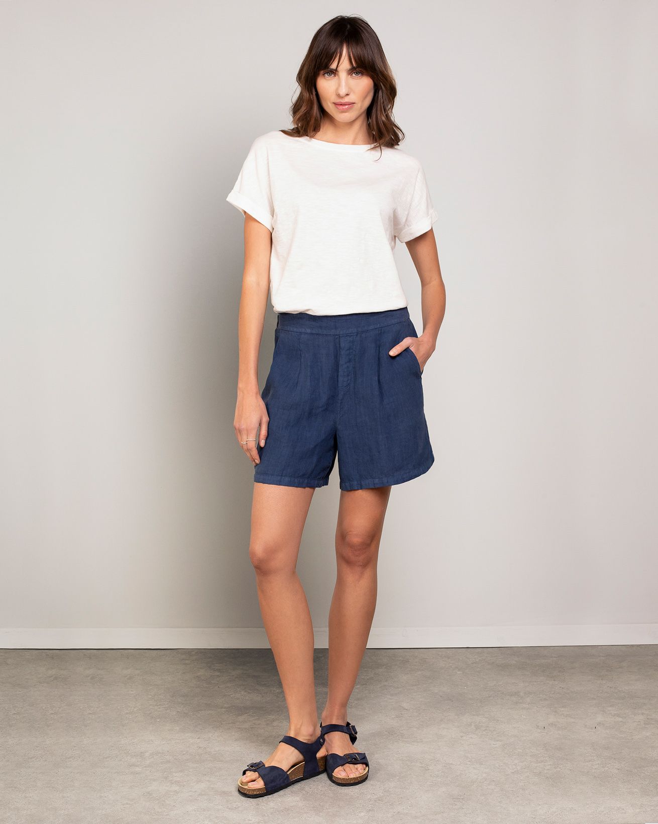 Pleat Front Shorts