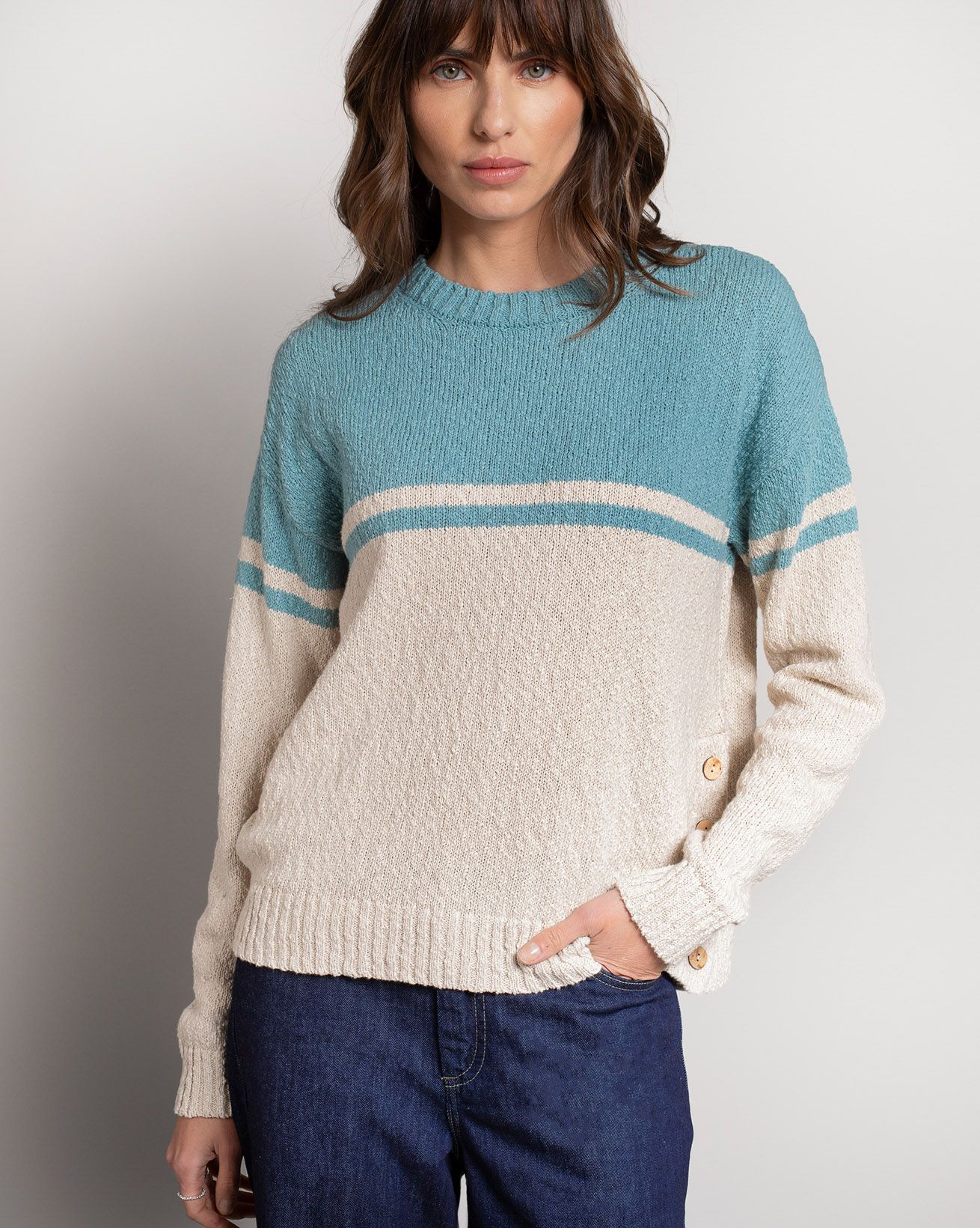 Slub Yarn Colourblock Jumper