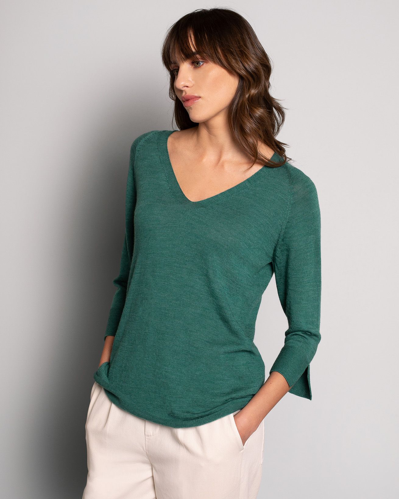 Fine Knit Merino V Neck Sweater