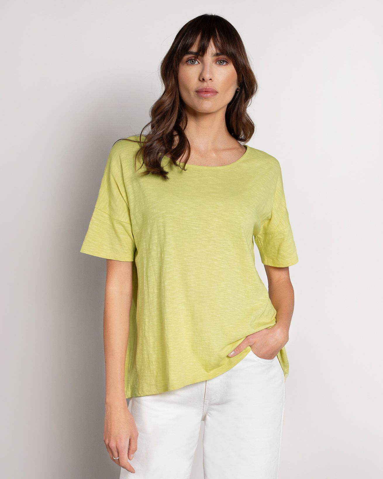 Slub Jersey Drop Shoulder Drape T Shirt