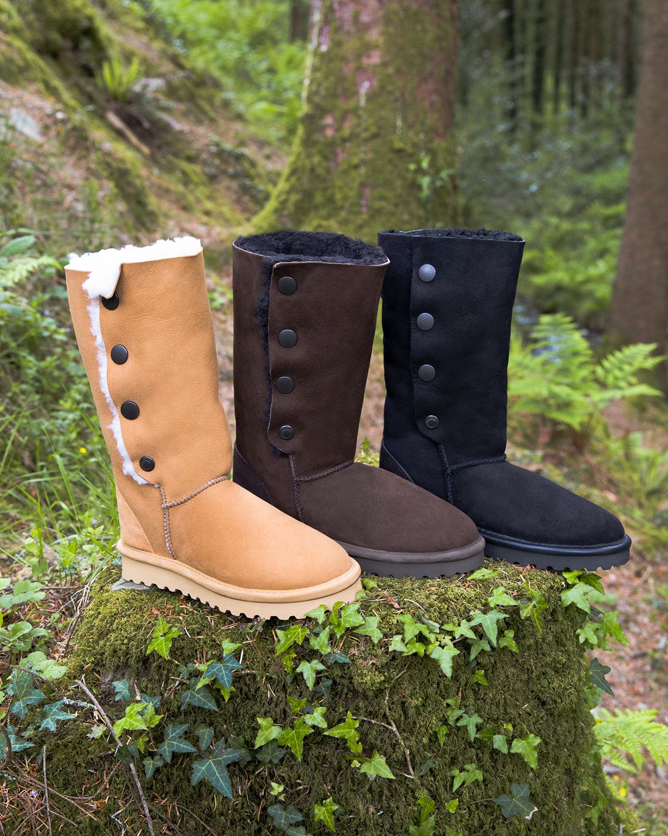 Popper Shearling Boots - Calf Height