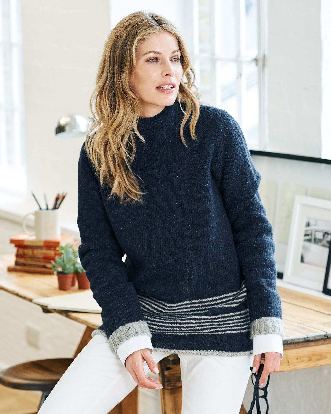 Stitch Stripe Hem Sweater
