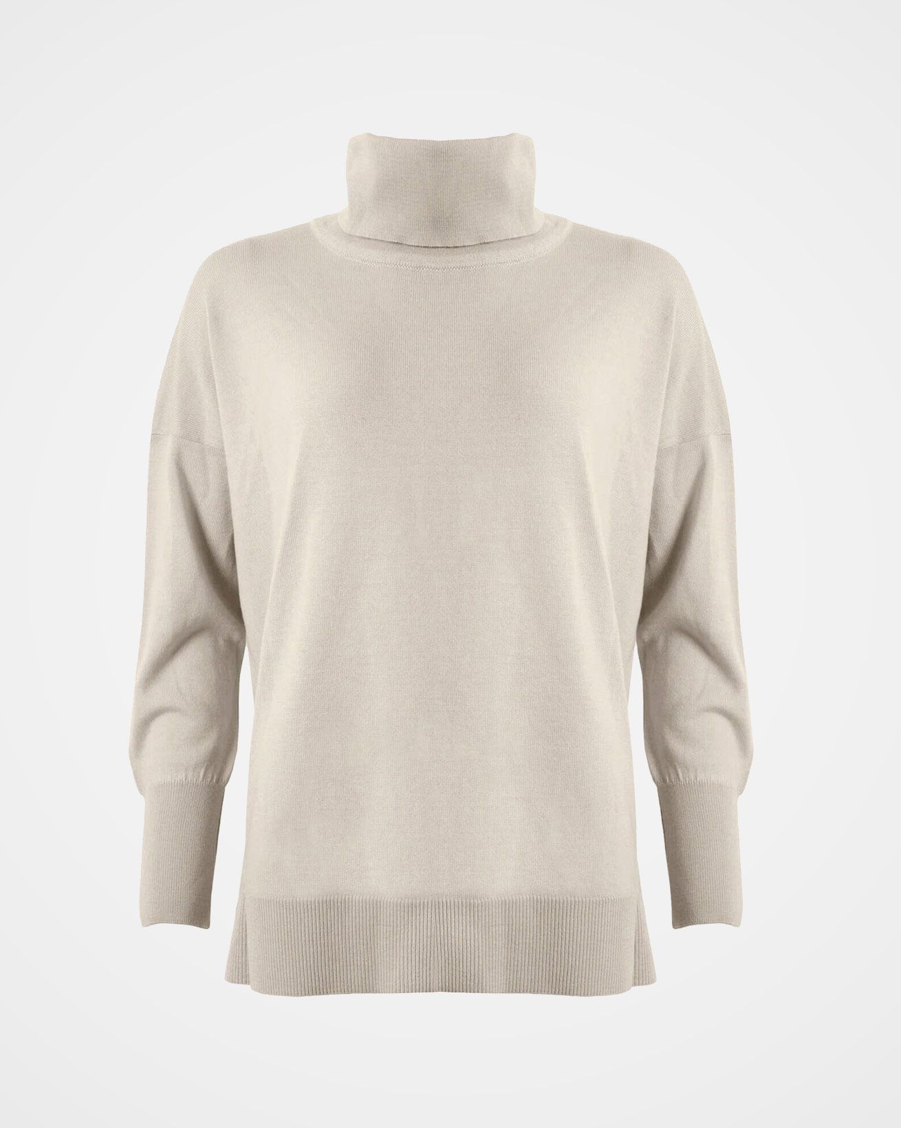 Slouchy Fine Knit Roll Neck / Oatmeal / S