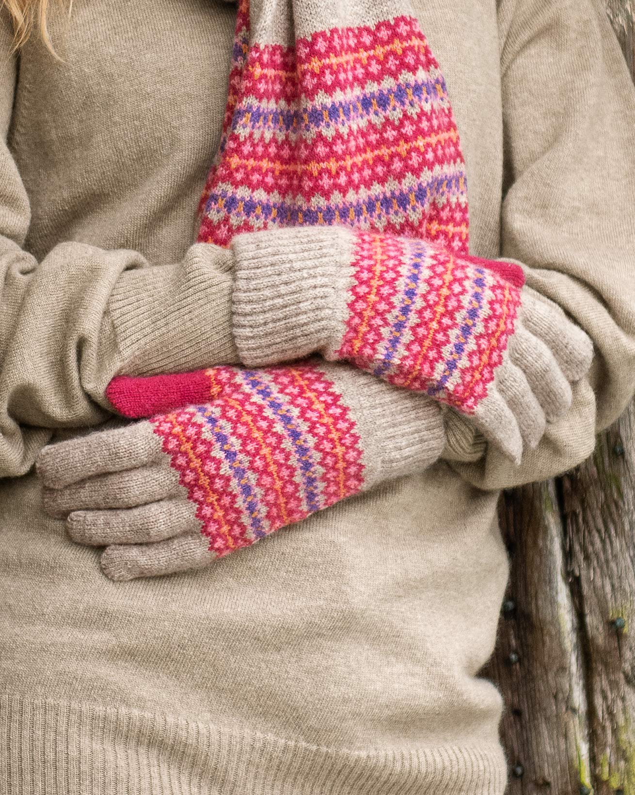 Handschuhe aus Lammwolle mit Fair-Isle-Muster