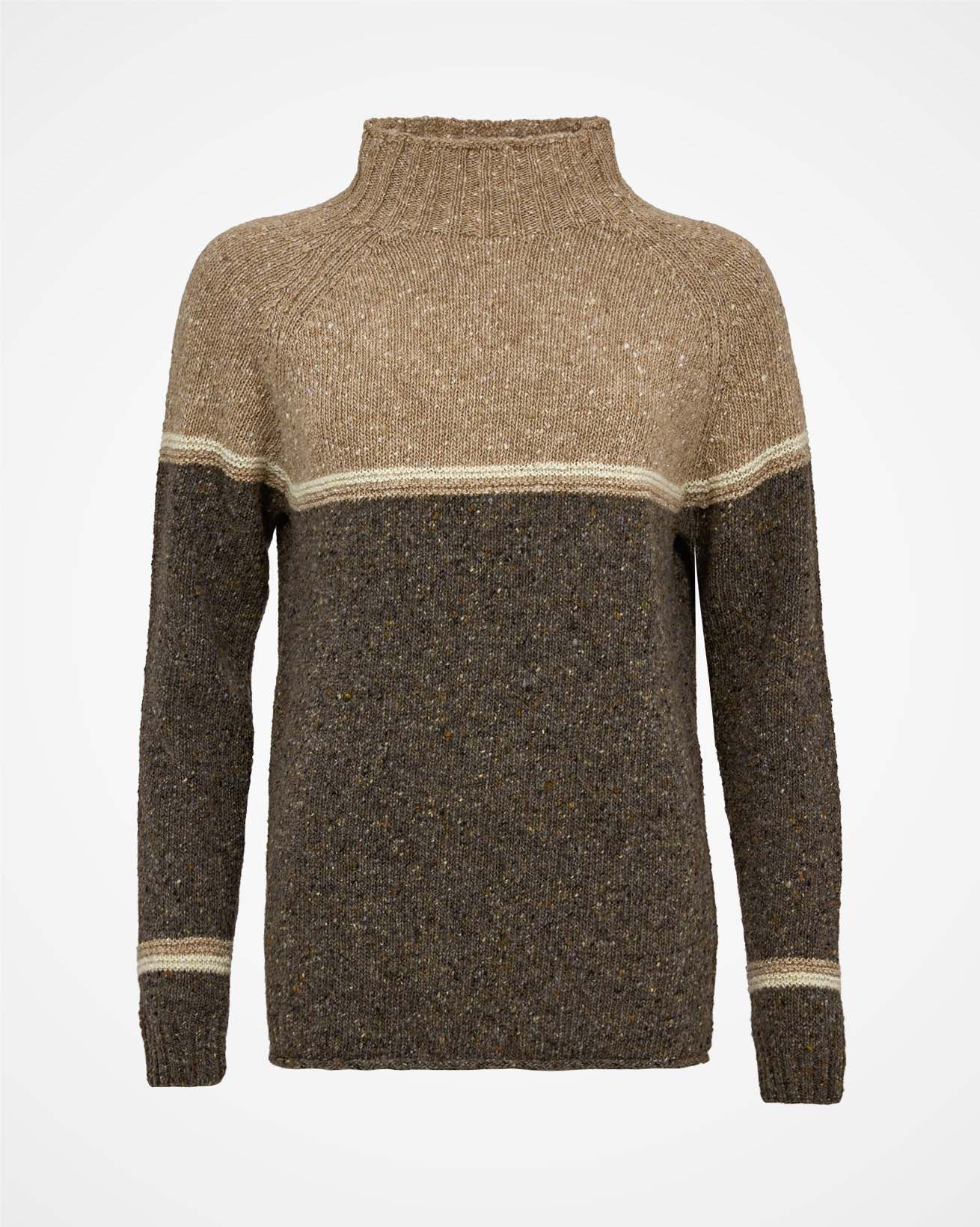 Flecked Funnel Neck / Tanners Brown Colourblock / S