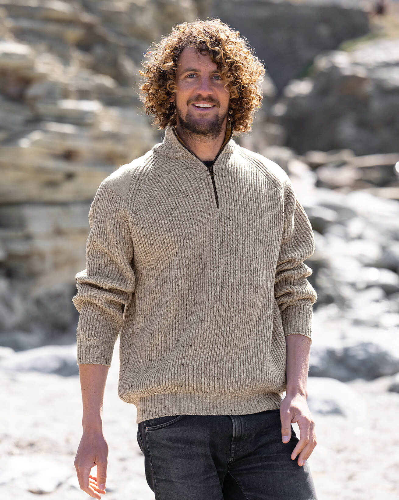 Men's Ribbed Half Zip Sweater