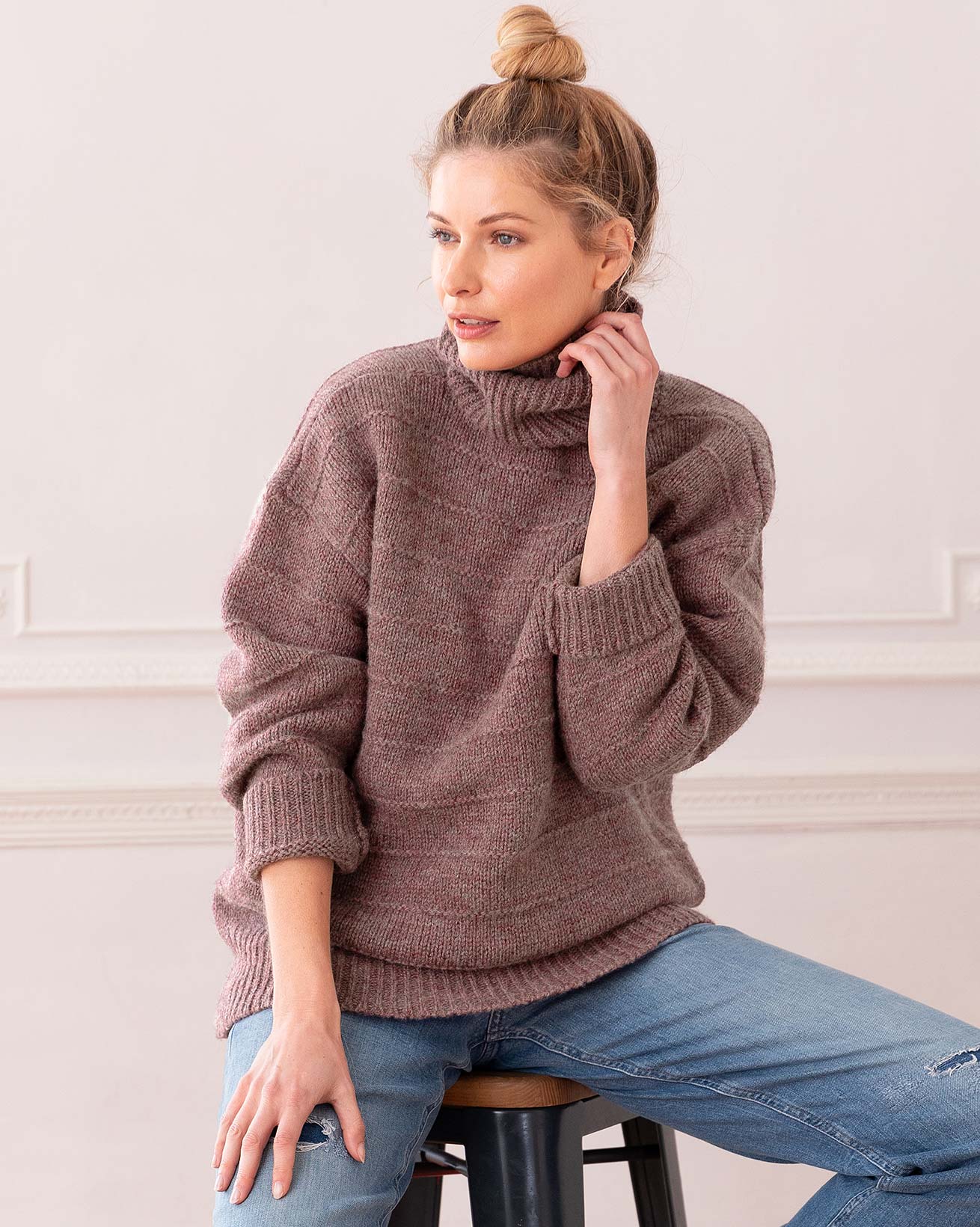 Purl Detail Roll Neck
